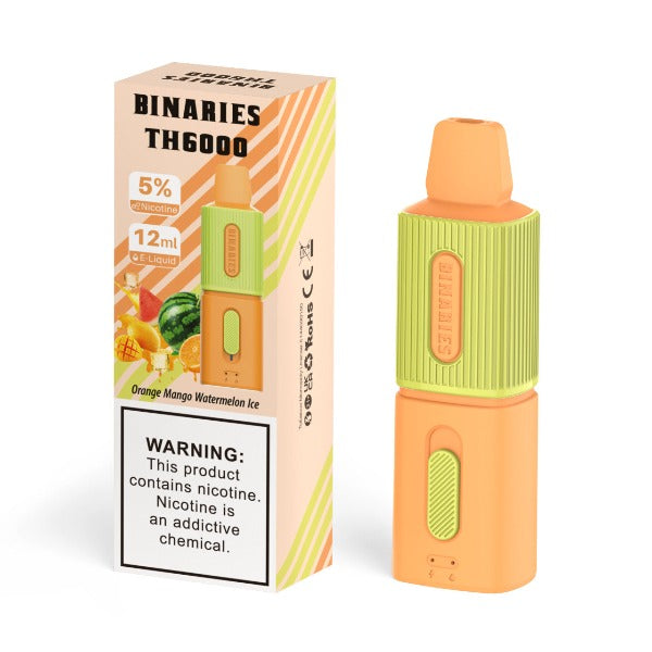 Best Deal HorizonTech Binaries Cabin TH6000 Puffs Disposable Vape 12mL Orange Mango Watermelon Ice