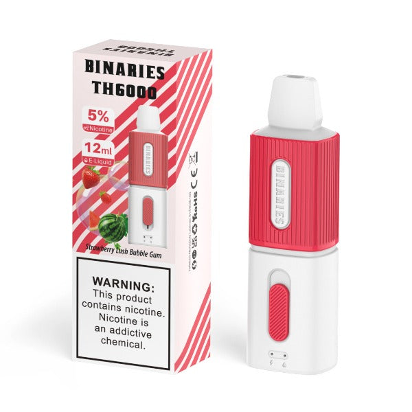 Best Deal HorizonTech Binaries Cabin TH6000 Puffs Disposable Vape 12mL Strawberry Lush Bubble Gum