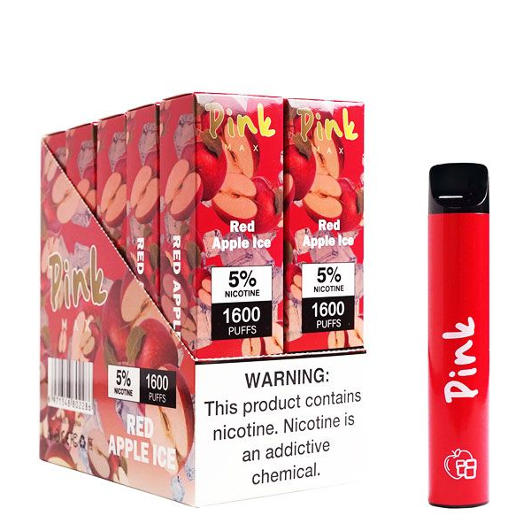 Pink Max Disposables Vape 5mL 10 Pack Best Flavor Red Apple Ice