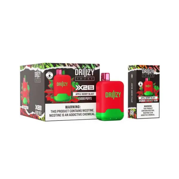 DRIIIZY Smoke 15000 Puffs 5% Dual Tank Disposable Vape 30mL Best Flavor Apple Berry Blast
