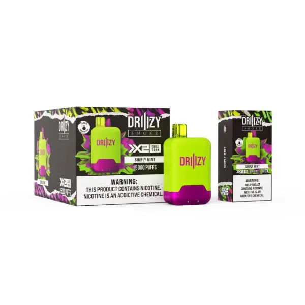 DRIIIZY Smoke 15000 Puffs 5% Dual Tank Disposable Vape 30mL Best Flavor Simply Mint