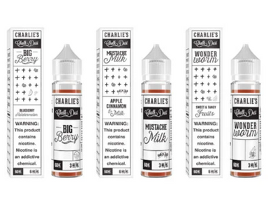 Charlie's Chalk Dust White Label 60ML Vape Juice Best Flavors Big Berry Mustache Milk Wonder Worm