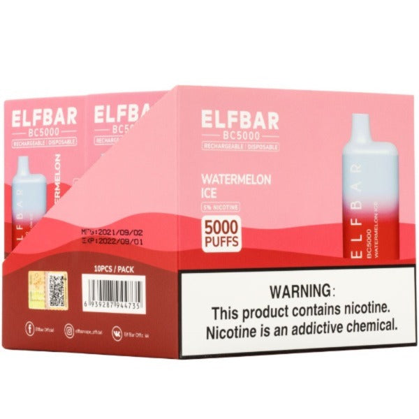 Elf Bar BC5000 1Pk Disposable Vape Best Flavor Watermelon Ice