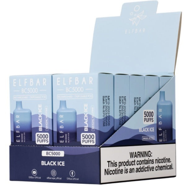 Elf Bar BC5000 1Pk Disposable Vape Best Flavor Black Ice