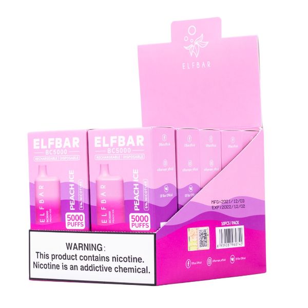 Elf Bar BC5000 1Pk Disposable Vape Best Flavor Peach Ice