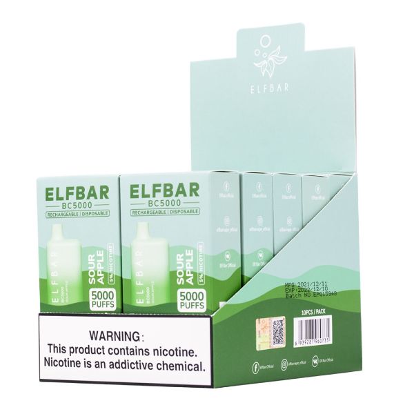 Elf Bar BC5000 1Pk Disposable Vape Best Flavor Sour Apple