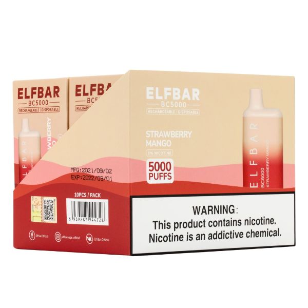 Elf Bar BC5000 1Pk Disposable Vape Strawberry Mango