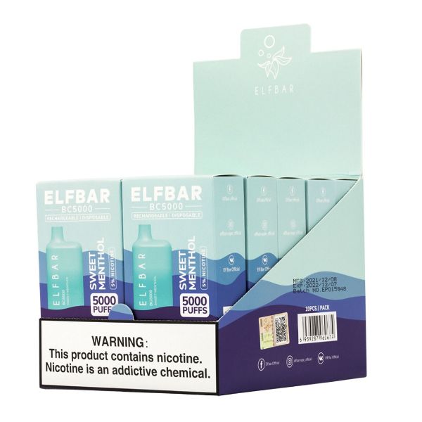 Elf Bar BC5000 1Pk Disposable Vape Best Flavor Sweet Menthol