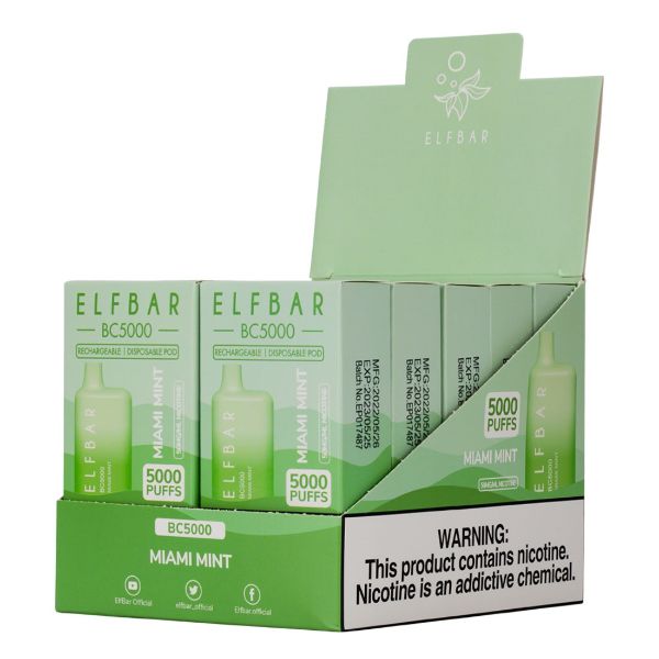 Elf Bar BC5000 1Pk Disposable Vape Best Flavor Miami Mint