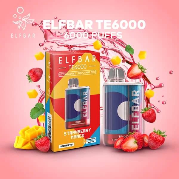 ElfBar TE6000 Puff Recharge Vape Best Flavor Strawberry Mango