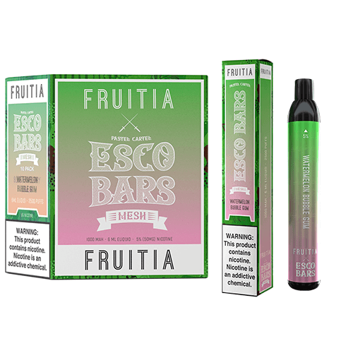 Fruitia x Esco Bars Disposable Vape 6mL 2500 Puffs 10 Pack Best Flavor Watermelon Bubble Gum