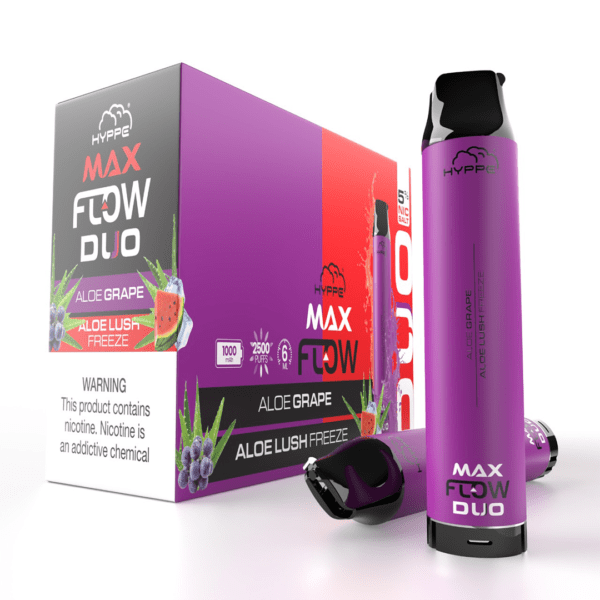 Hyppe Max Flow Duo Single Disposable Vape 2500 Puffs 6mL Best Flavor Aloe Grape Aloe Lush Freeze
