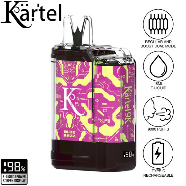 Kartel 9k by Vapmod 9000 Puffs 18mL Disposable Vape Best Flavor Blue Razz