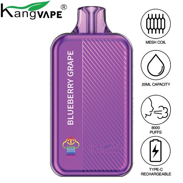 Kangvape TC8000 Disposable Vape 20mL 5 Pack Best Flavor Blueberry Grape
