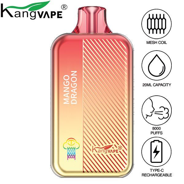 Kangvape TC8000 Disposable Vape 20mL 5 Pack Best Flavor Mango Dragon