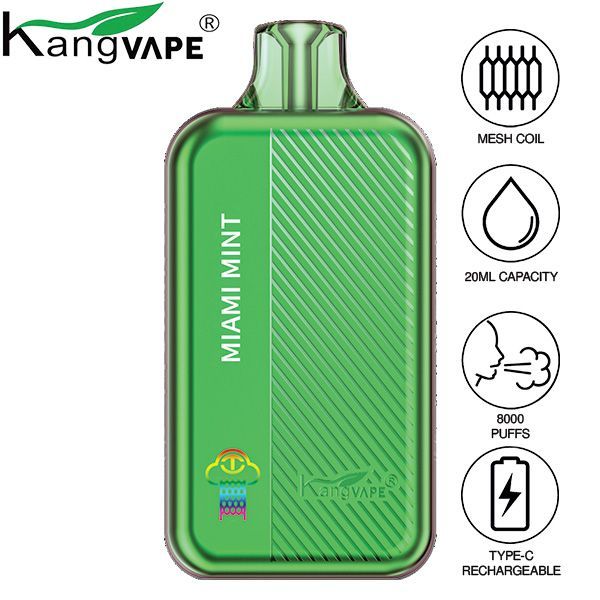 Kangvape TC8000 Disposable Vape 20mL 5 Pack Best Flavor Miami Mint
