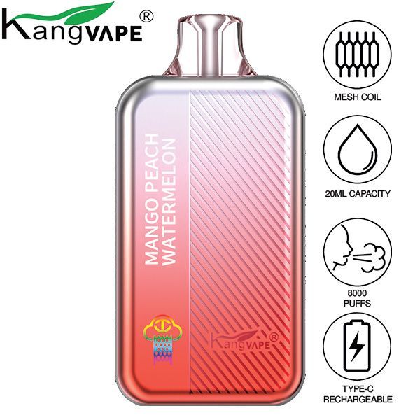 Kangvape TC8000 Disposable Vape 20mL 5 Pack Best Flavor Mango Peach Watermelon