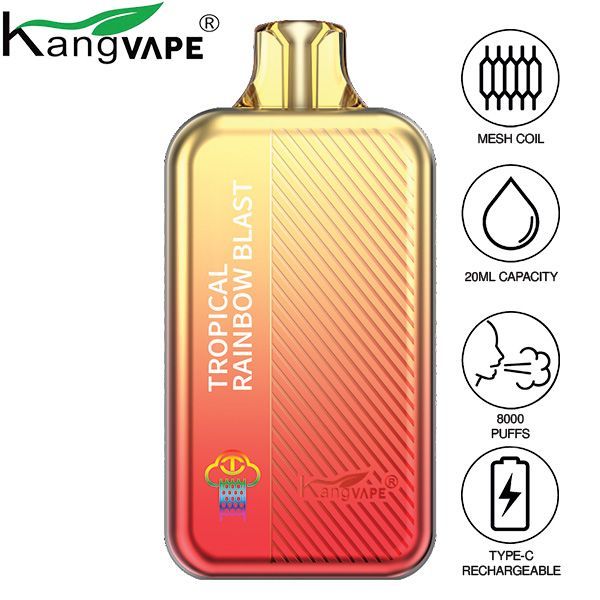 Kangvape TC8000 Disposable Vape 20mL 5 Pack Best Flavor Tropical Rainbow Blast