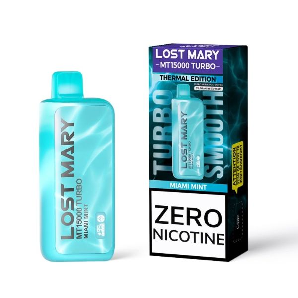 Best Deal Lost Mary MT15000 Turbo Zero Nicotine Disposable Vape 16mL - Miami Mint