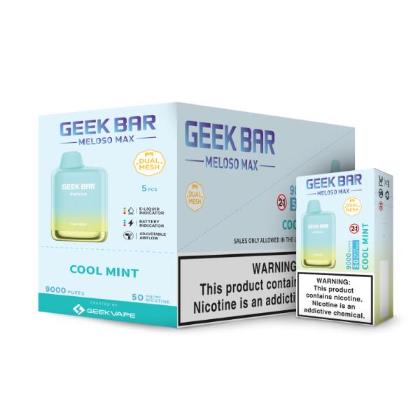 Geek Bar Meloso MAX 9000 Puffs Disposable Vape 14mL Best Flavor Cool Mint