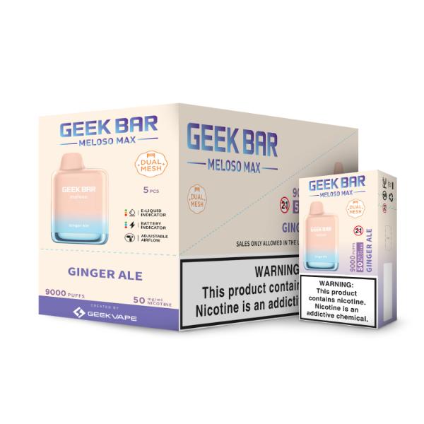 Geek Bar Meloso MAX 9000 Puffs Disposable Vape 14mL Best Flavor Ginger Ale