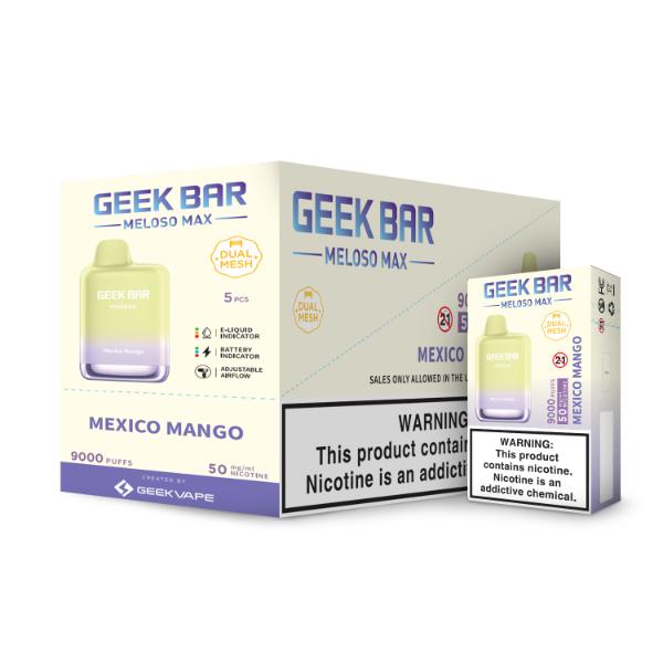 Geek Bar Meloso MAX 9000 Puffs Disposable Vape 14mL Best Flavor Mexico Mango