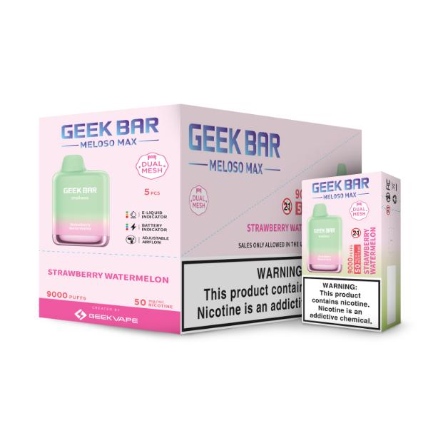 Geek Bar Meloso MAX 9000 Puffs Disposable Vape 14mL Best Flavor Strawberry Watermelon