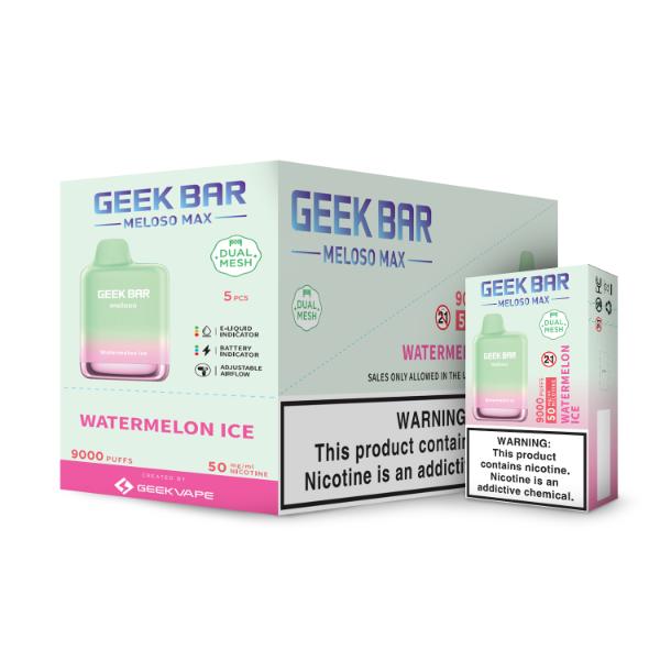 Geek Bar Meloso MAX 9000 Puffs Disposable Vape 14mL Best Flavor Watermelon Ice