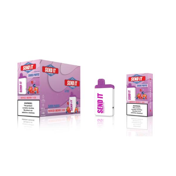Mixed Berry Ice SEND IT 5000 Puffs Disposable 5-Pack Wholesale Deal!