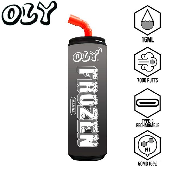 Oly Frozen 7000 Puffs Disposable Vape 10 Pack 16mL Best Flavor Mamba