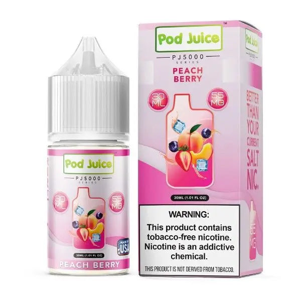 Best Deal Pod Juice TFN PJ5000 Salt Vape E-Liquid 30mL (Salt Nic) - Peach Berry