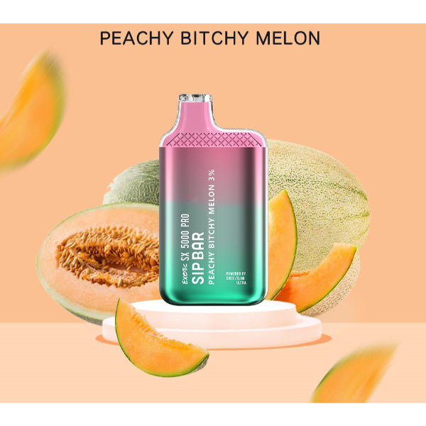 Exotic Sip Bar SX 5000 Puffs Disposable Vape 13mL Best Flavor Peachy Bitchy Melon