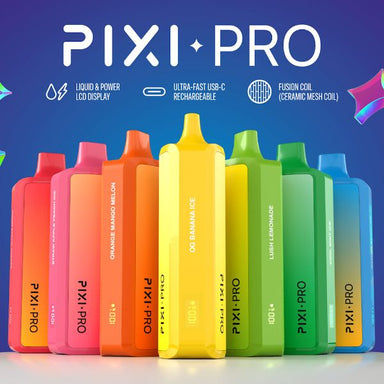 Pixi Pro 8000 Puffs Disposable Vape 14mL Best Flavors Orange Mango Melon OG Banana Ice Lush Lemonade