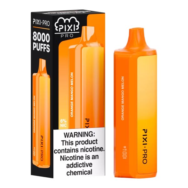 Pixi Pro 8000 Puffs Disposable Vape 14mL Best Flavor Orange Mango Melon