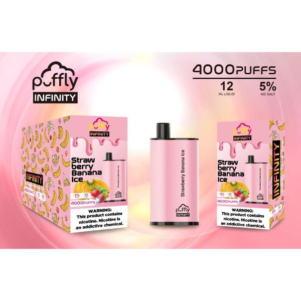 Straw Berry Banana Ice Puffly Infinity 4000 Puffs Disposable 5-Pack Wholesale Deal!