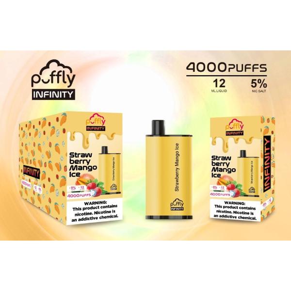 Strawberry Mango Ice Puffly Infinity 4000 Puffs Disposable 5-Pack Bulk Deal!