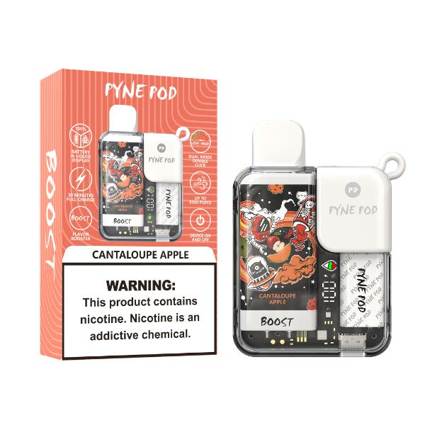 Pyne Pod 8500 Puffs Rechargeable Disposable Vape 10mL Best Flavor Cantaloupe Apple