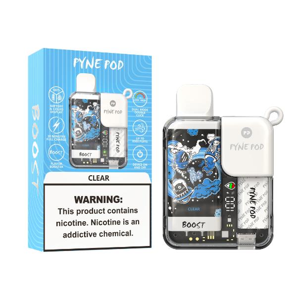 Pyne Pod 8500 Puffs Rechargeable Disposable Vape 10mL Best Flavor Clear