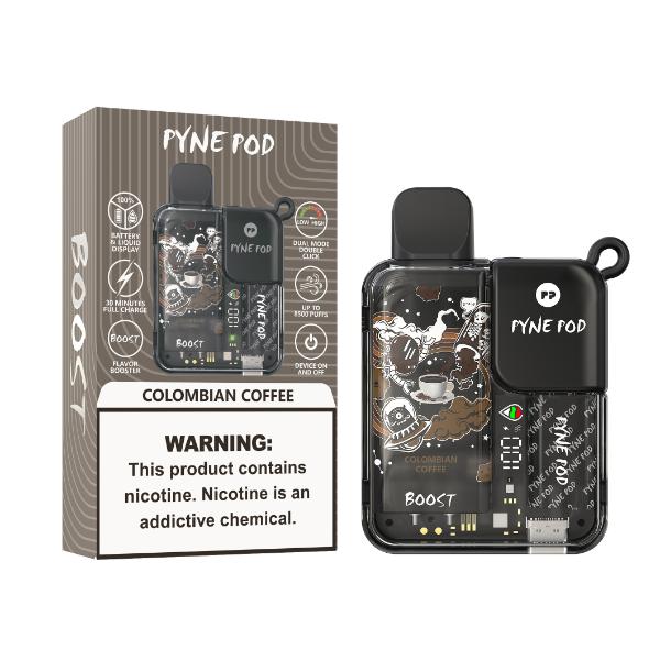 Pyne Pod 8500 Puffs Rechargeable Disposable Vape 10mL Best Flavor Colombian Coffee