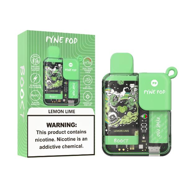 Pyne Pod 8500 Puffs Rechargeable Disposable Vape 10mL Best Flavor Lemon Lime