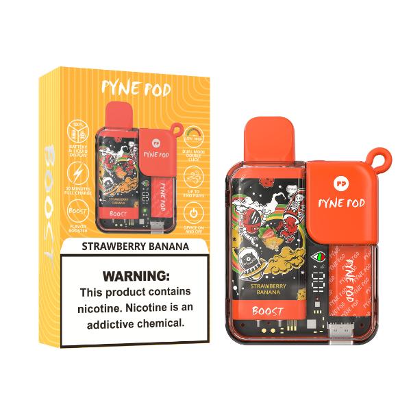 Pyne Pod 8500 Puffs Rechargeable Disposable Vape 10mL Best Flavor Strawberry Banana