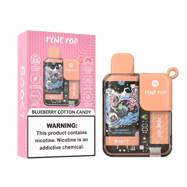 Pyne Pod 8500 Puffs Rechargeable Disposable Vape 10mL Best Flavor Blueberry Cotton Candy