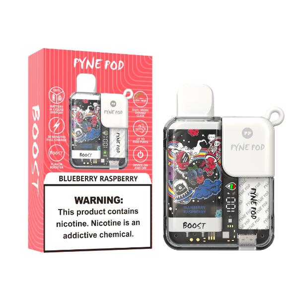 Pyne Pod 8500 Puffs Rechargeable Disposable Vape 10mL Best Flavor Blueberry Raspberry