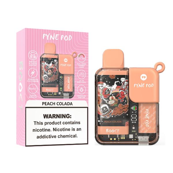 Pyne Pod 8500 Puffs Rechargeable Disposable Vape 10mL Best Flavor Peach Colada