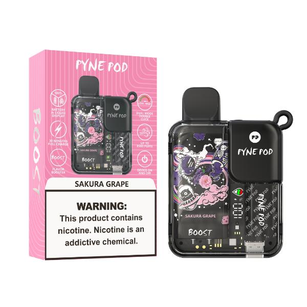 Pyne Pod 8500 Puffs Rechargeable Disposable Vape 10mL Best Flavor Sakura Grape