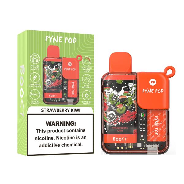 Pyne Pod 8500 Puffs Rechargeable Disposable Vape 10mL Best Flavor Strawberry Kiwi