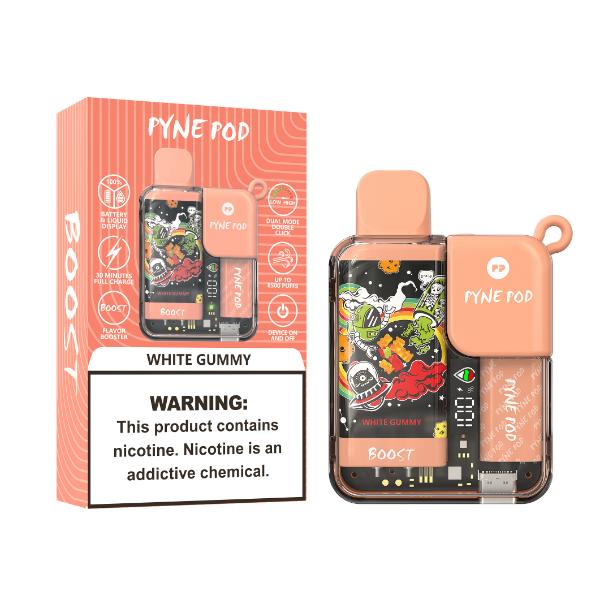 Pyne Pod 8500 Puffs Rechargeable Disposable Vape 10mL Best Flavor White Gummy
