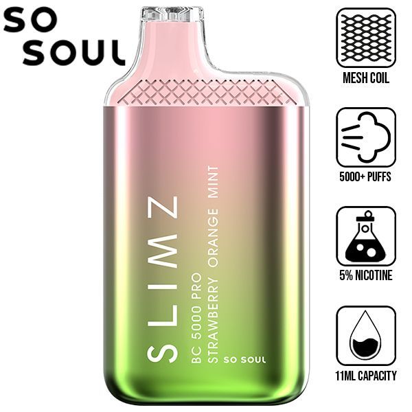 SSlims BC5000 Pro by So Soul 5000 Puffs Disposable 10-Pack Strawberry Orange Mint