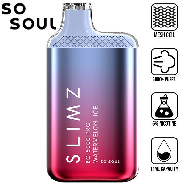 SSlims BC5000 Pro by So Soul 5000 Puffs Disposable 10-Pack Watermelon Ice