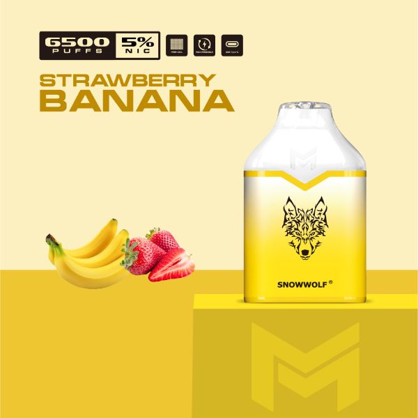 Snowwolf Mino 6500 Puffs Single Disposable Vape 16mL Best Flavor Strawberry Banana